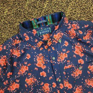 William Murray Floral Button Up Men Size Small Performance Short Sleeve Stretch